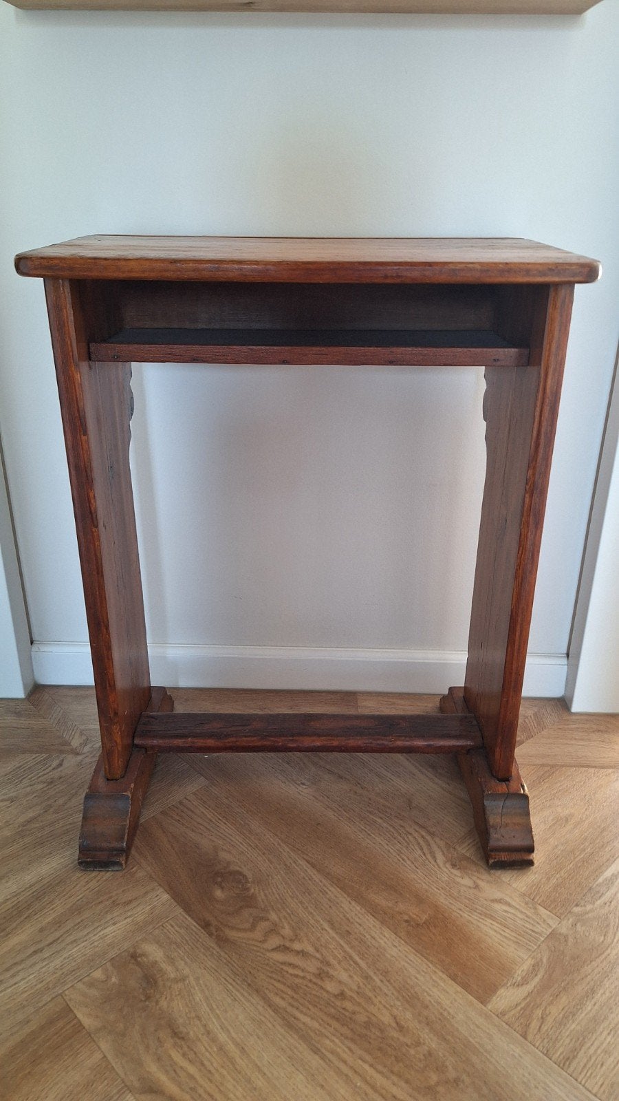 Antiek Eiken Houten Schoolbankje / Bijzettafel, Ophalen