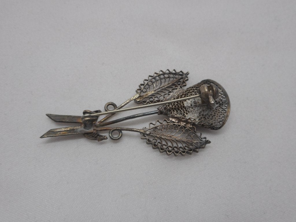 Zilveren filigrain broche nr.852, 4 tot 7 cm, Verzenden, Zo goed als nieuw, Zilver