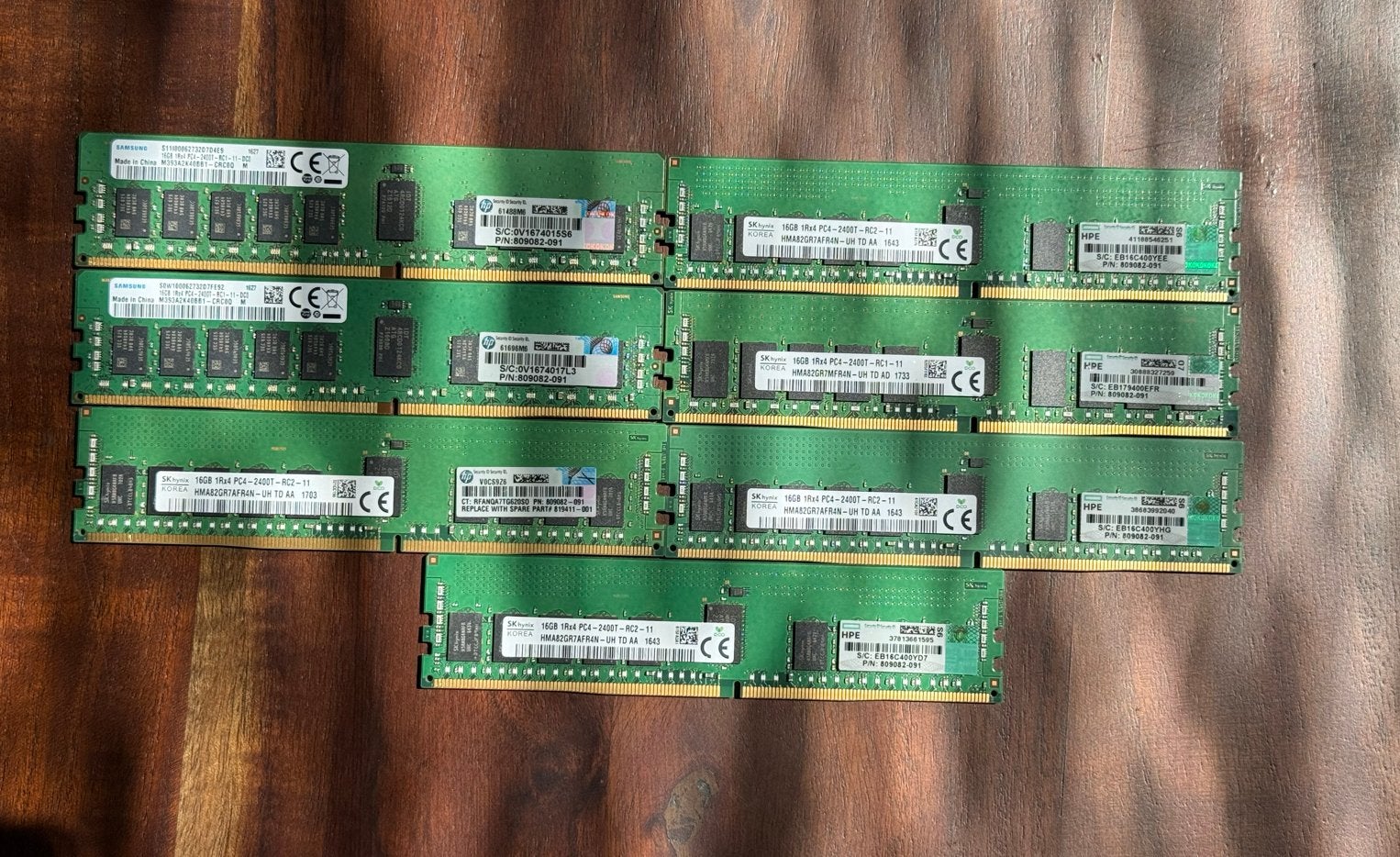 7x 16GB DDR4-2400 ECC RDIMM Server RAM (112GB total), Computers en Software, RAM geheugen, Zo goed als nieuw, Desktop, 16 GB, DDR4