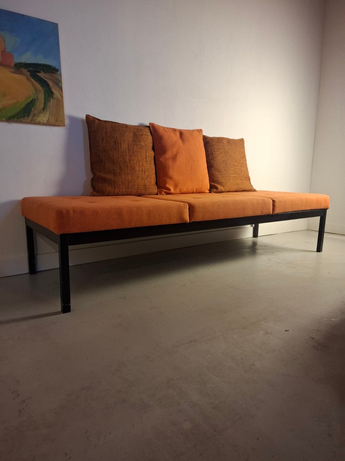 3x Vintage bank daybed japandi slaapbank, Huis en Inrichting, Ophalen of Verzenden, Tweepersoons, Bruin
