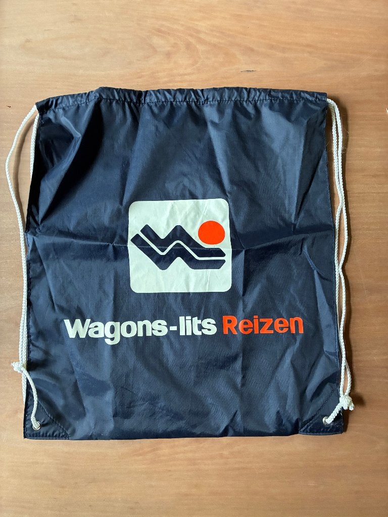 Vintage Wagons-Lits Reizen trekkoordtas tas, 30 cm of meer, Blauw, Ophalen of Verzenden, Nieuw