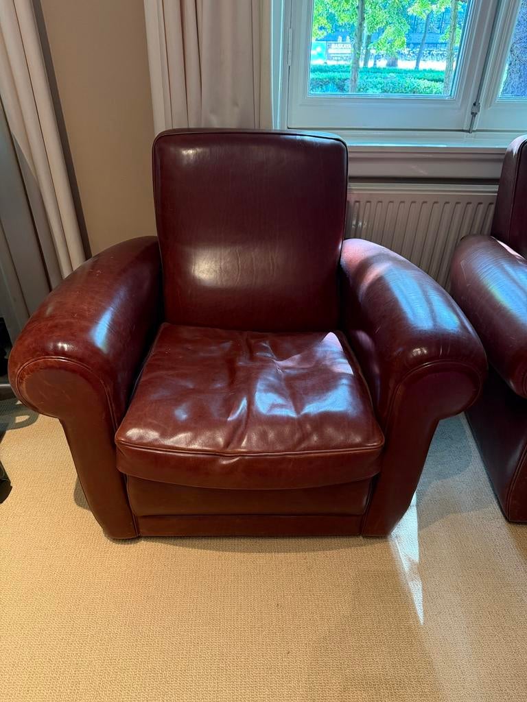 2 Baxter Mickey fauteuils, Ophalen, 100 tot 125 cm, Leer, Zo goed als nieuw
