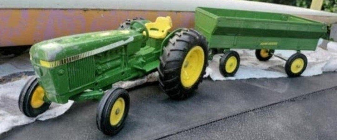 antieke ERTL USA John Deere traktor met aanhanger, Ophalen of Verzenden