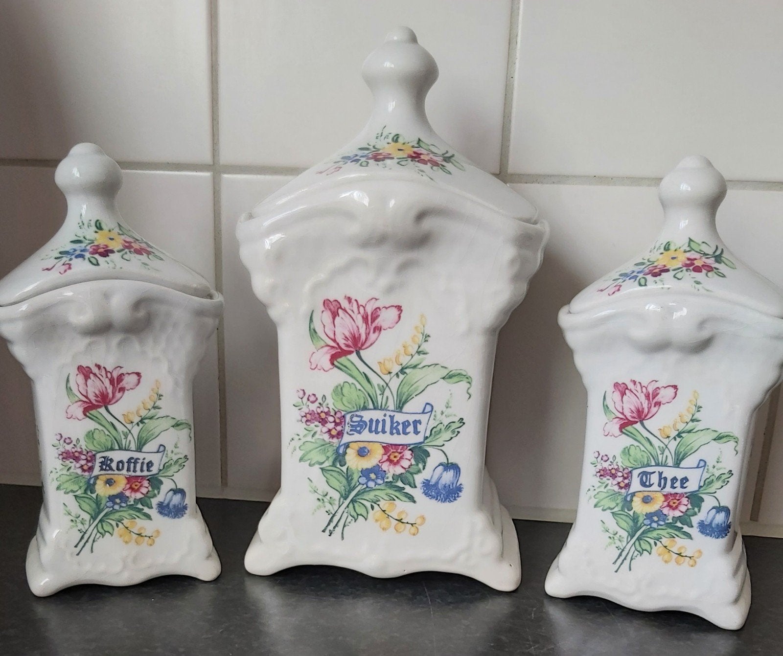 DELFTS ART voorraadpotten brocante, Gebruikt, Ophalen of Verzenden, Voorraadpot, Steen/keramiek