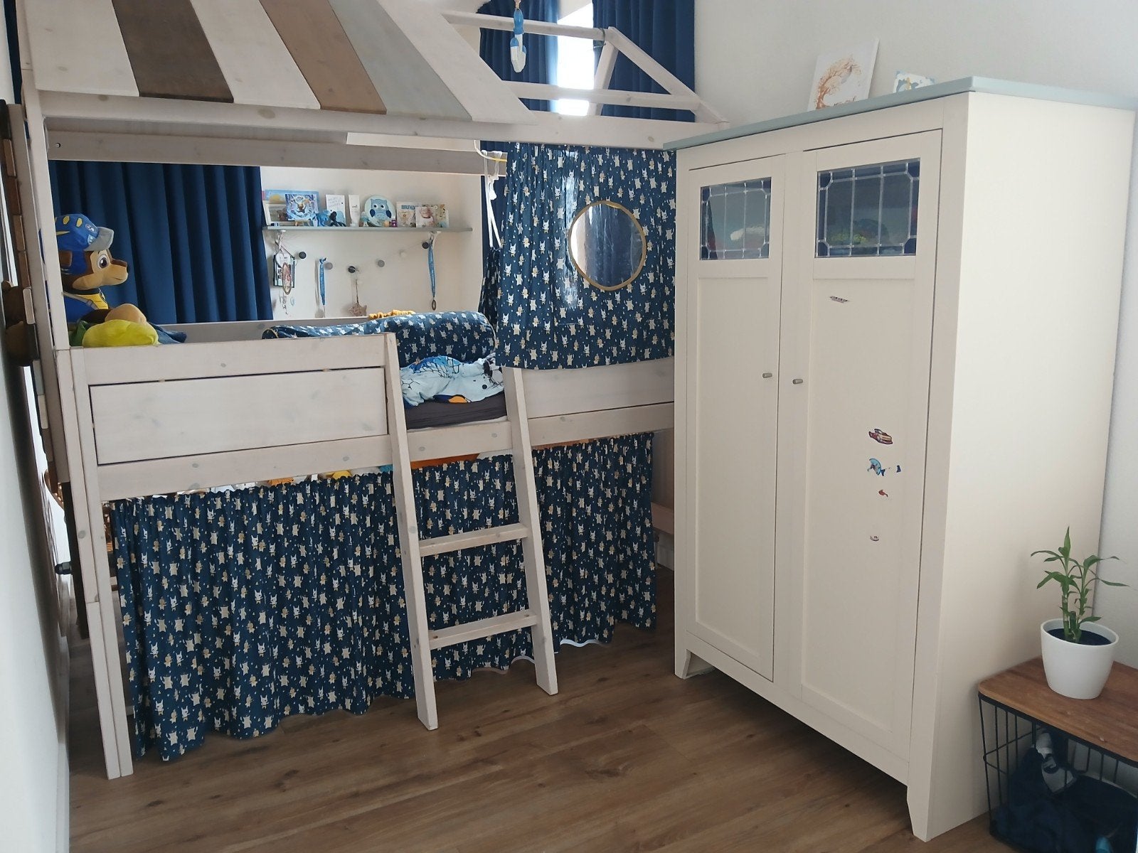 Lifetime hoogslaper met gordijnen en matras, 85 tot 100 cm, Hoogslaper of Stapelbed, Gebruikt, Ophalen of Verzenden