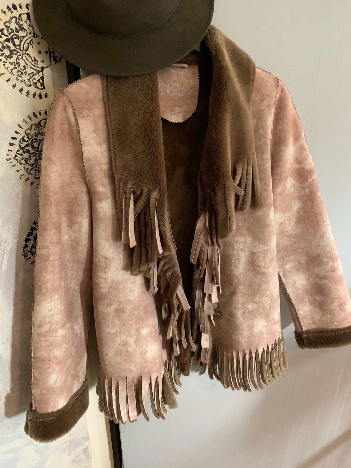 Vintage gevoerde jas fringe jacket M, Maat 38/40 (M), -, Ophalen of Verzenden, Zo goed als nieuw