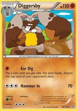 Pokemon - Diggersby (PRC 90) Rare.., Ophalen of Verzenden, Zo goed als nieuw, Losse kaart