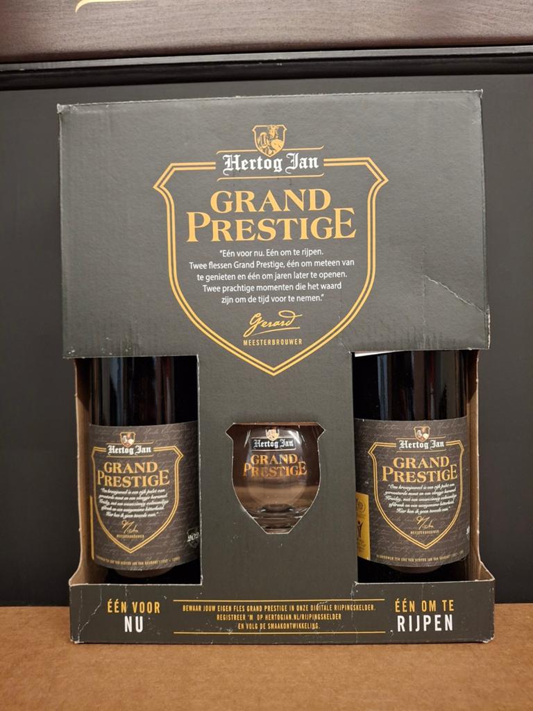 Hertog Jan Grand Prestige cadeauset 2x 2025 bijpassend glas, Ophalen of Verzenden, Nieuw, Flesje(s), Hertog Jan