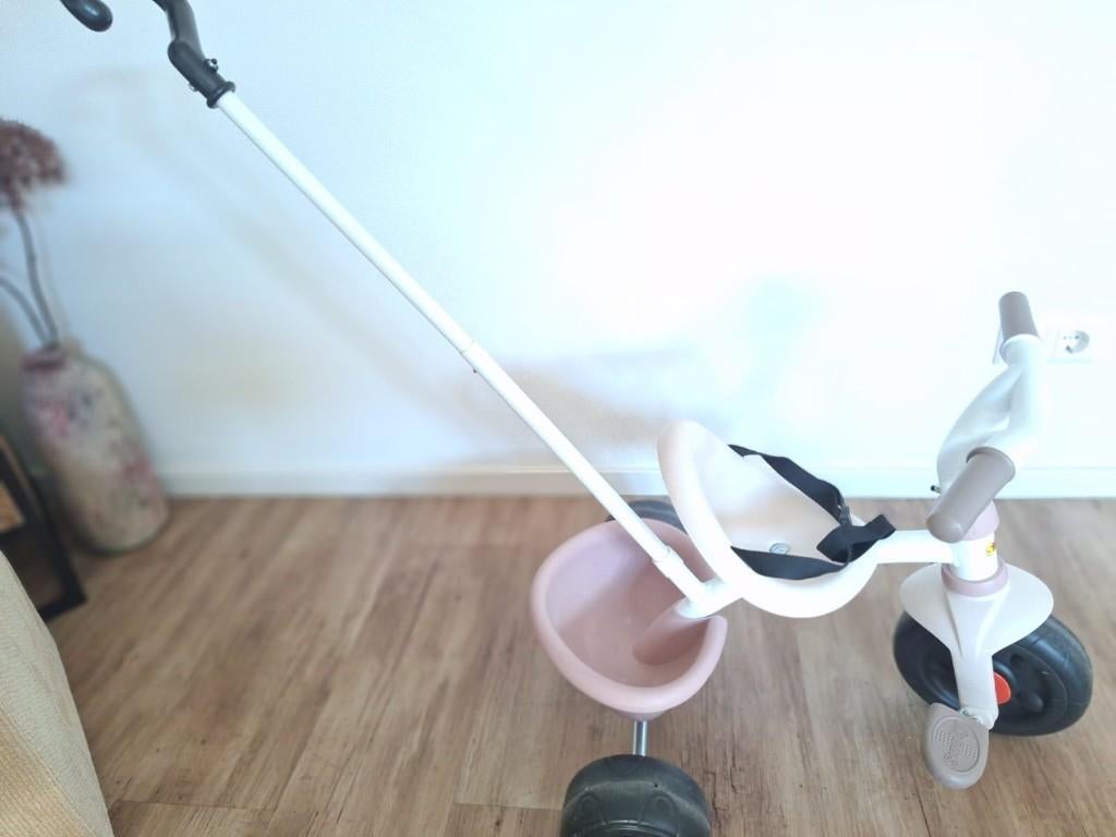 Roze driewieler met duwstang, Ophalen, Terugtraprem, Smoby, Minder dan 16 inch