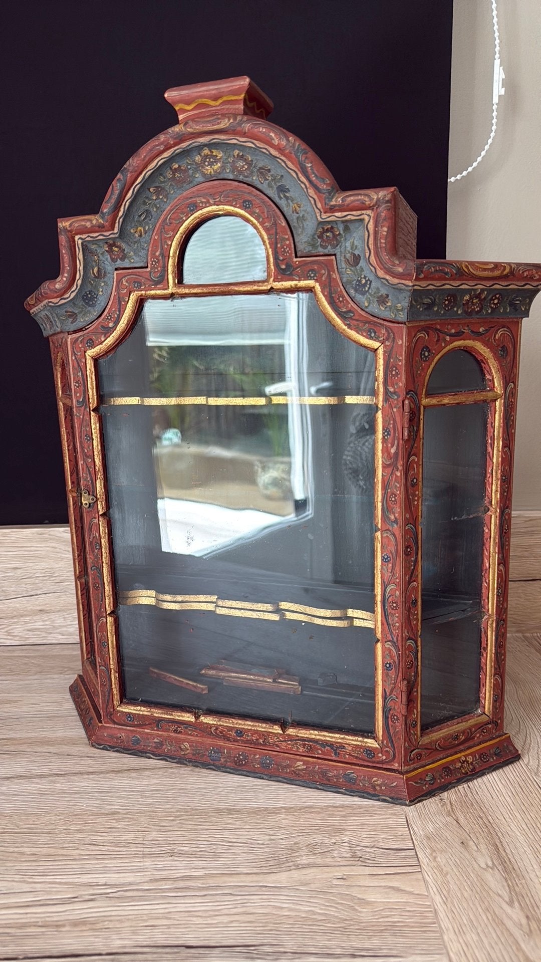 Glazen vintage vitrinekastje, Antiek en Kunst, Ophalen of Verzenden