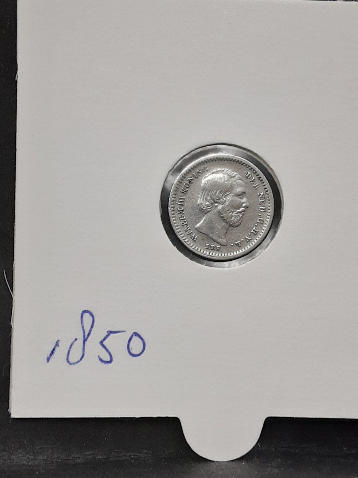 5 cent 1850 koning Willem III, Koning Willem III, Verzenden, Zilver, Losse munt
