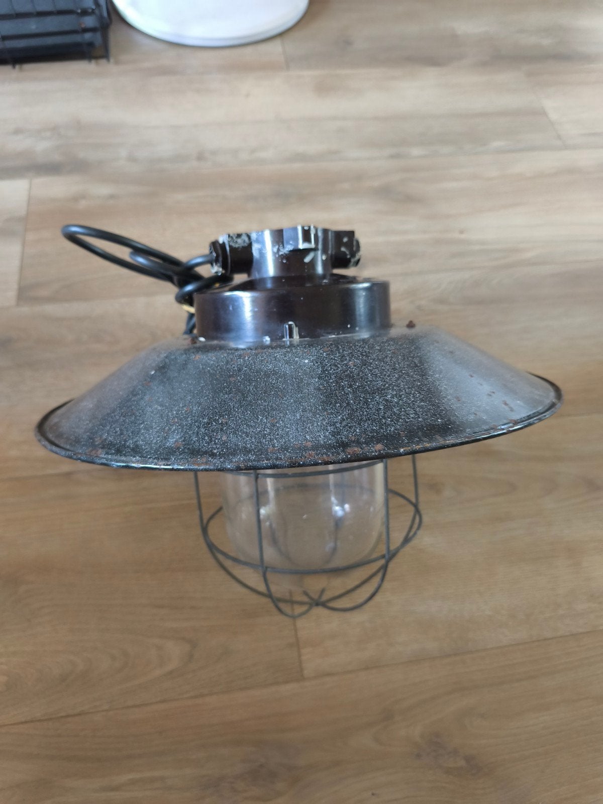 Vintage Industriële Hanglamp - Bakeliet & Emaille Glas, Ophalen of Verzenden