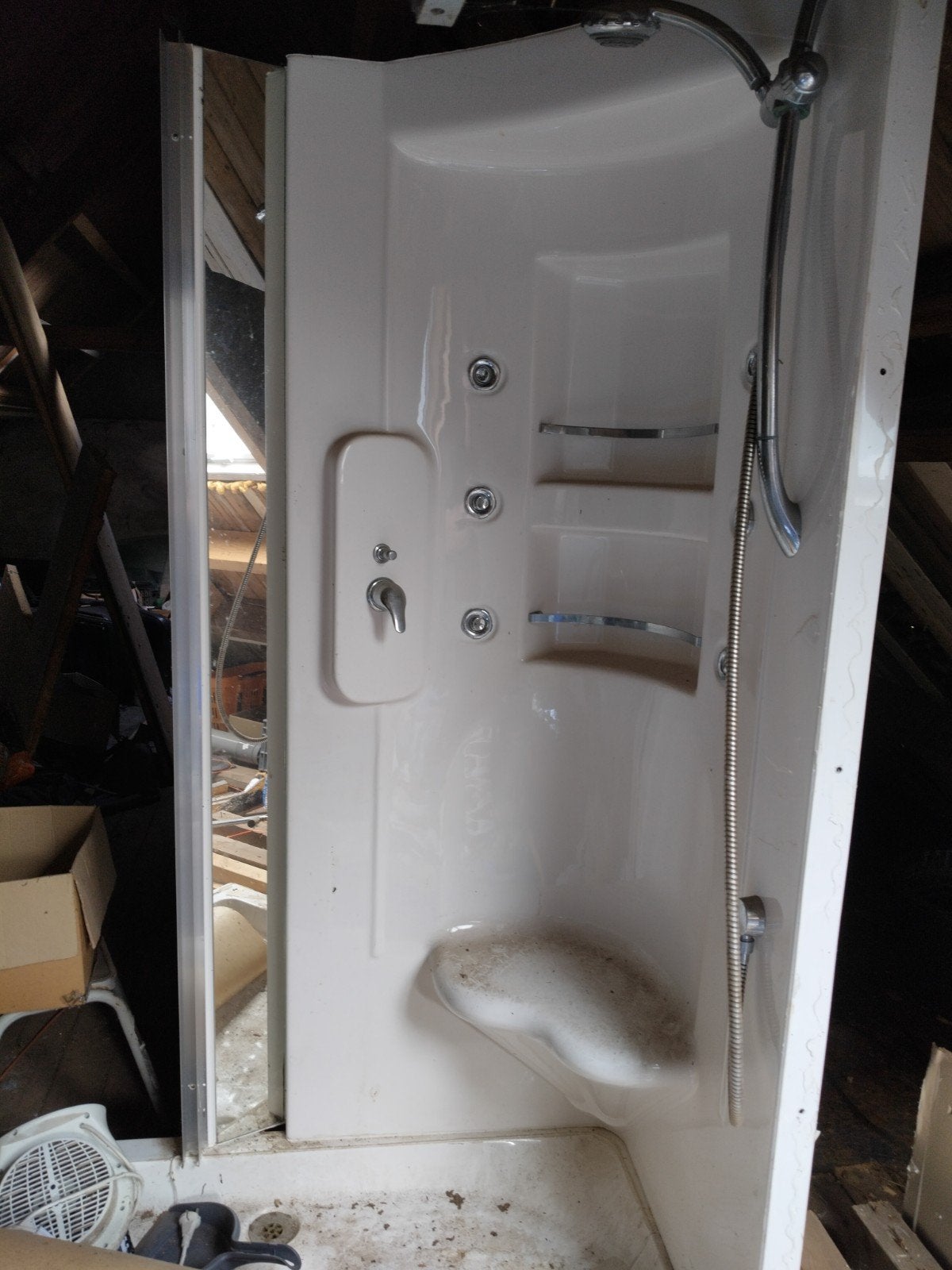 Gebruikte dubbele douchecabine met hydromassage en zitje, Huis en Inrichting, Ophalen of Verzenden, Gebruikt, Met douche