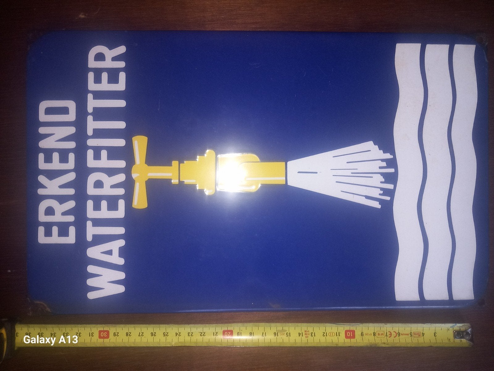 Vintage Emaille Bord 'Erkend Waterfitter' - Zeldzaam, Ophalen of Verzenden