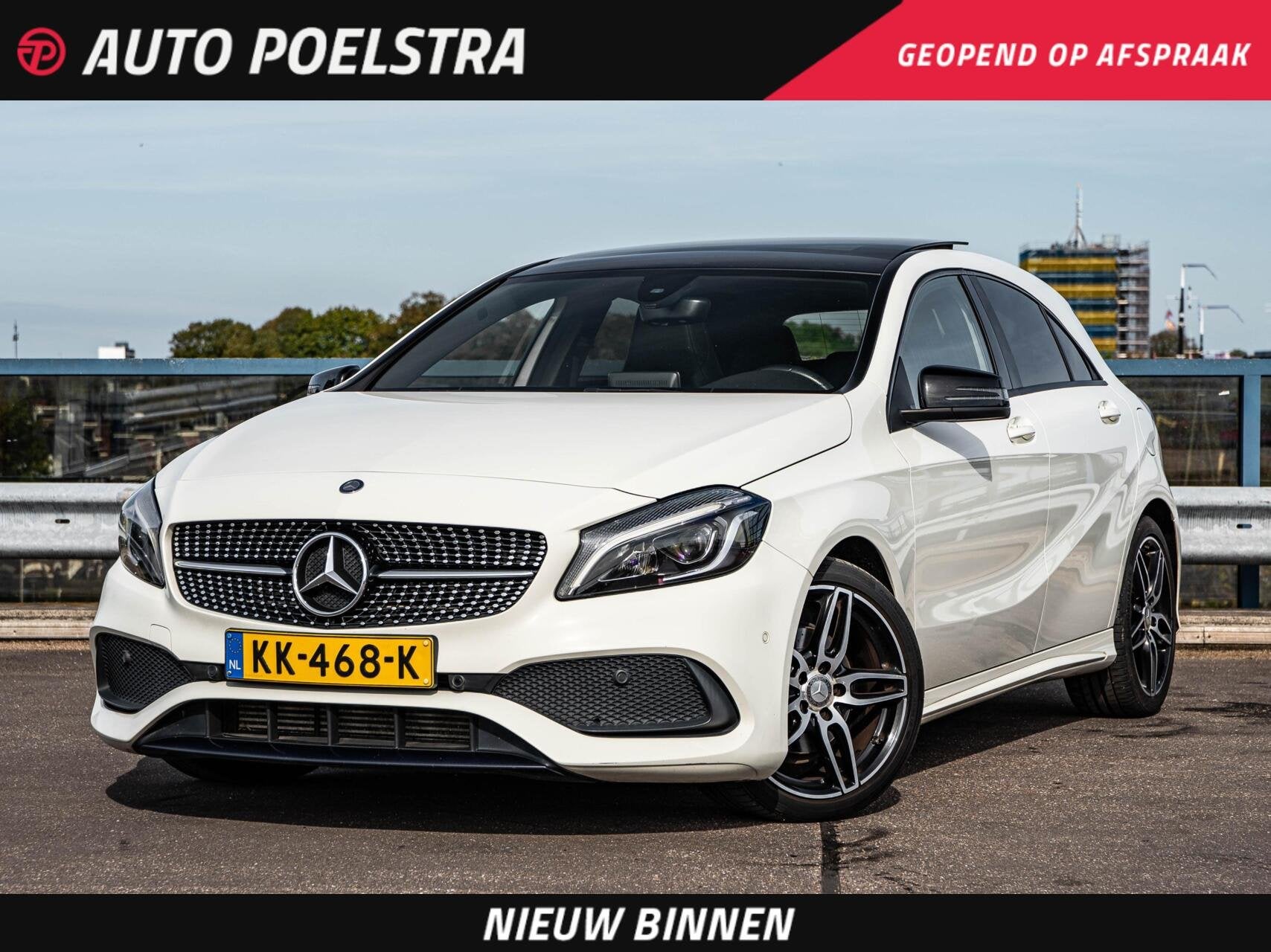 Mercedes-Benz A-klasse 200 AMG Night Edition 156 PK AUT | Pa, Auto's, Gebruikt, Wit, Bedrijf, Onderhoudsboekje