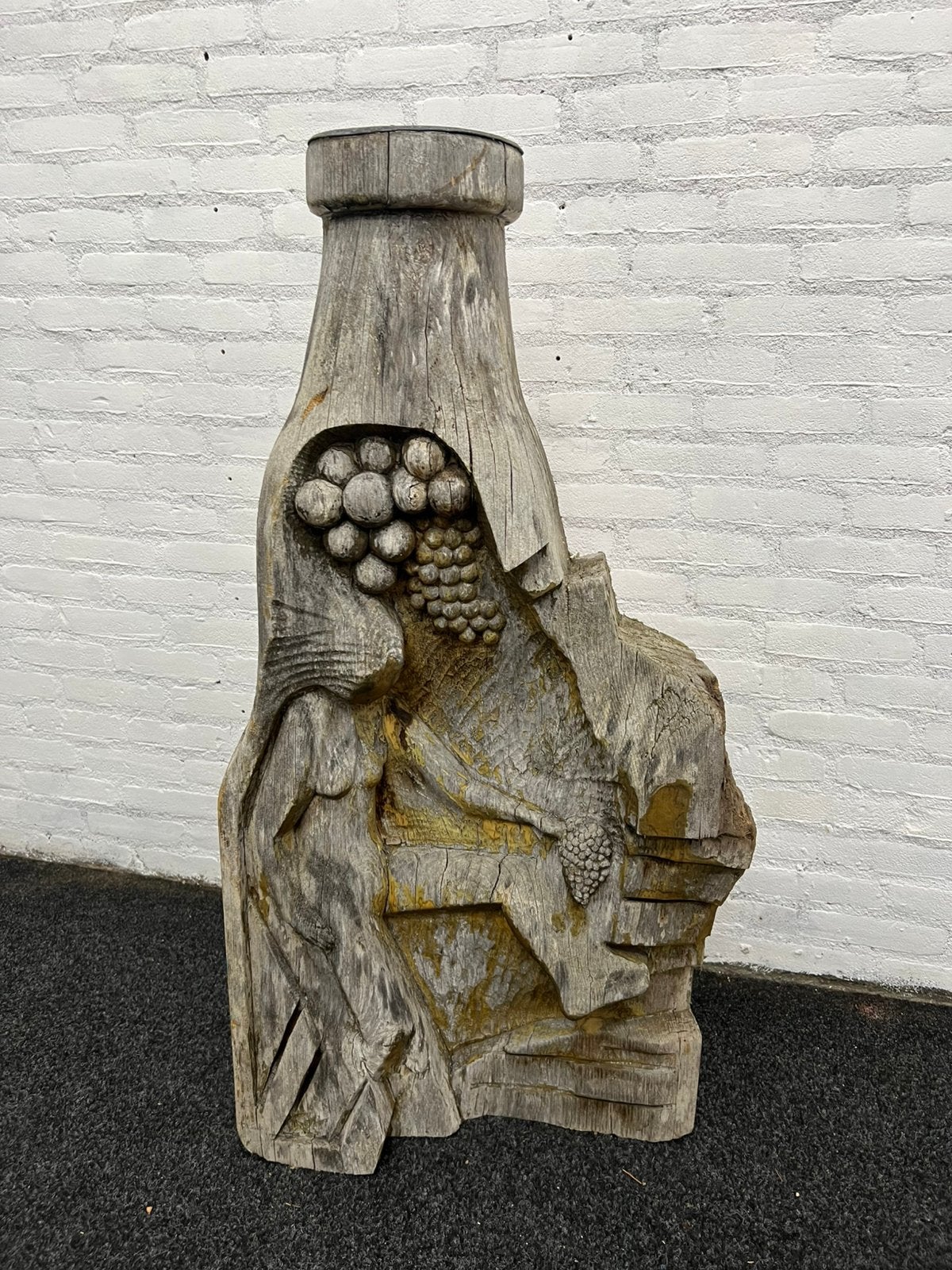 Te Koop : Houten Kunstwerk Druiven Stampen Wijn Houtsnijwerk, Ophalen, Europa, Hout, Houtsnijwerk
