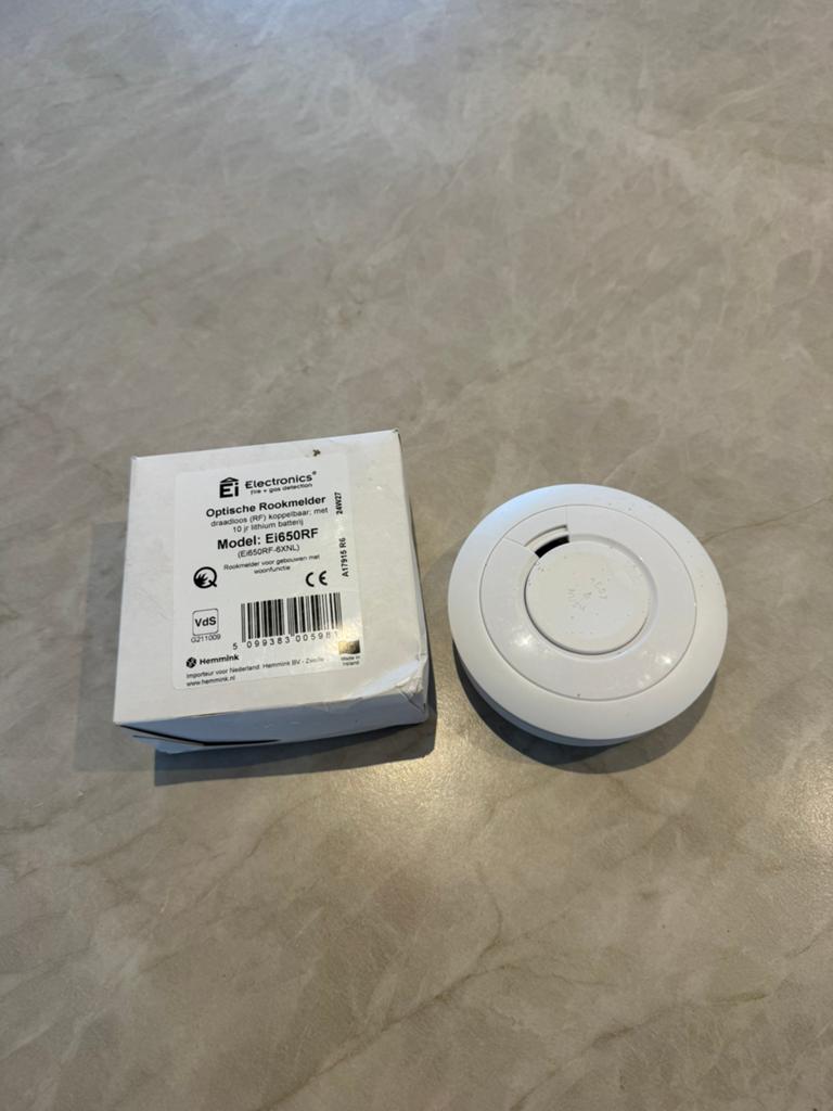 Rookmelder Ei Electronics, Doe-het-zelf en Verbouw, Alarmsystemen, Zo goed als nieuw, Detector, Sensor of Melder, Rook, Draadloos