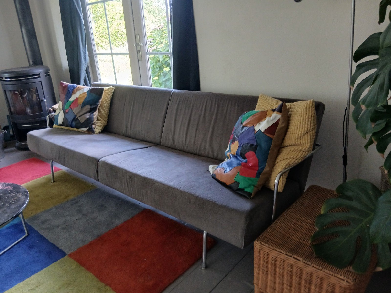 Harvink 'De Storm' grijze stoffen bank en 2x  fauteuil, Ophalen, Gebruikt, Stof, Modern