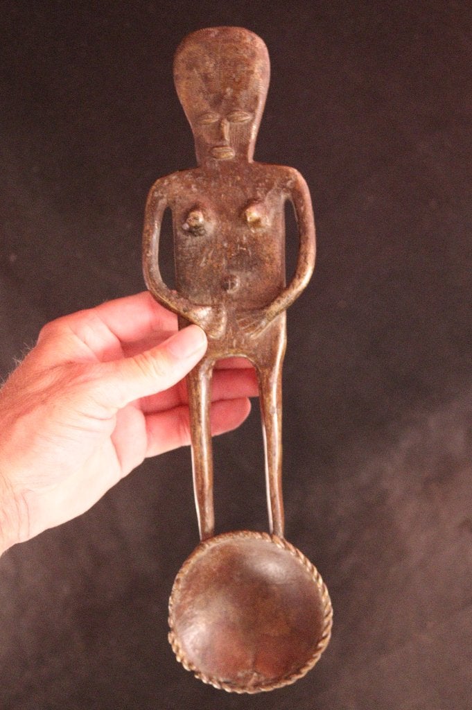 Bronzen Afrikaanse ceremoniële lepel, Ophalen of Verzenden