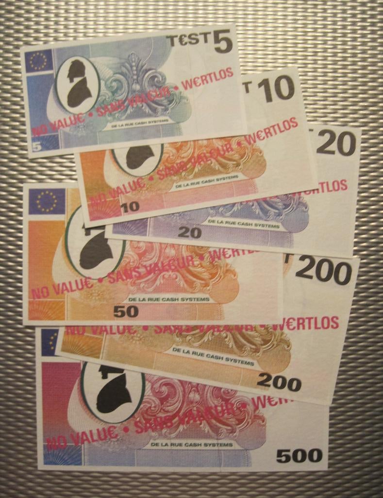 TESTBILJETTEN TESTNOTES, Postzegels en Munten, Bankbiljetten | Europa | Eurobiljetten, Verzenden, Overige landen, 5 euro, Setje