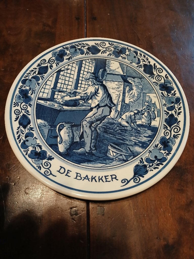 Delfts blauw bord - De Bakker,24cm, Ophalen of Verzenden
