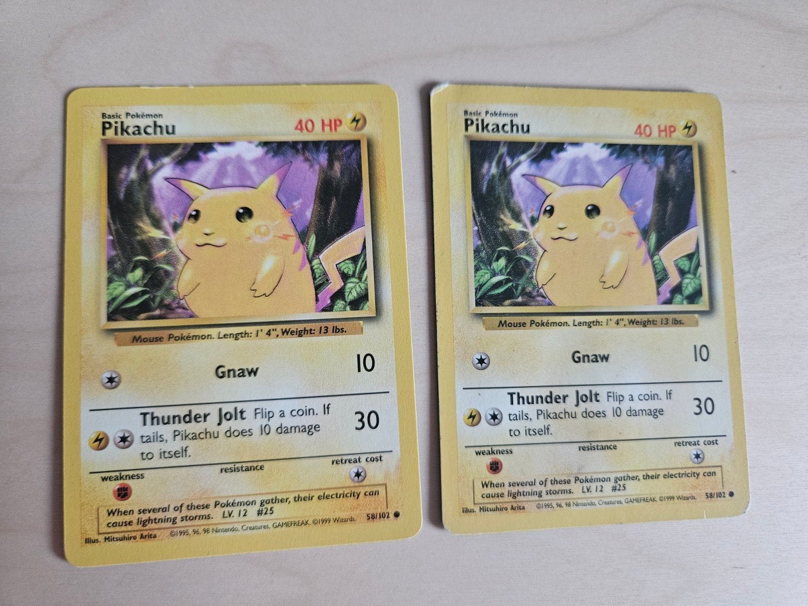 Pikachu Base Set 58/102 EN, Ophalen of Verzenden, Gebruikt, Meerdere kaarten