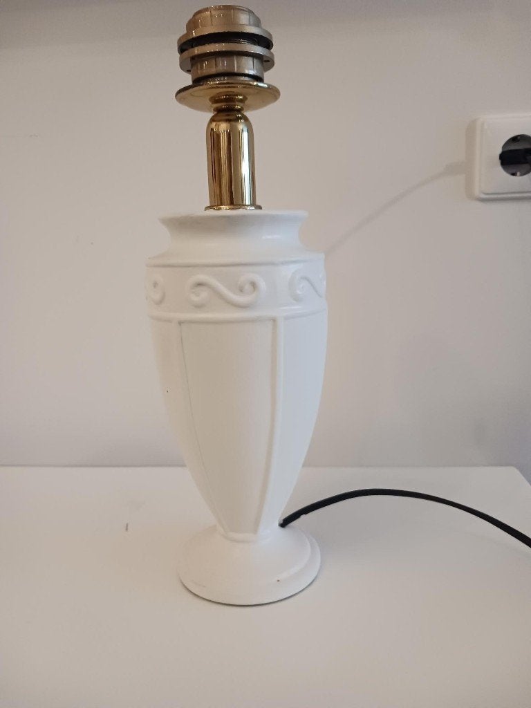 Wit geschilderde stenen lampenvoet, Huis en Inrichting, Wit, Ophalen