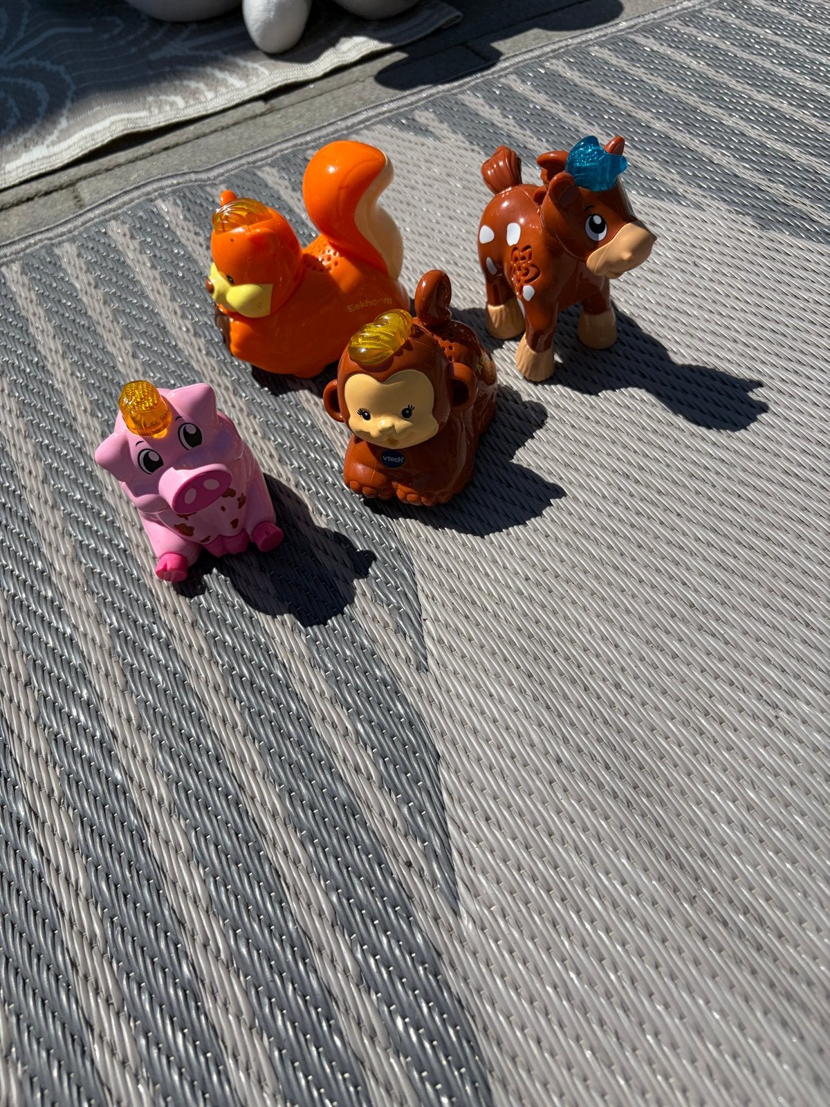 VTech Toet Toet Dieren: Eekhoorn, Aap, Hert, Varken, Ophalen, Gebruikt, Auto, Met licht