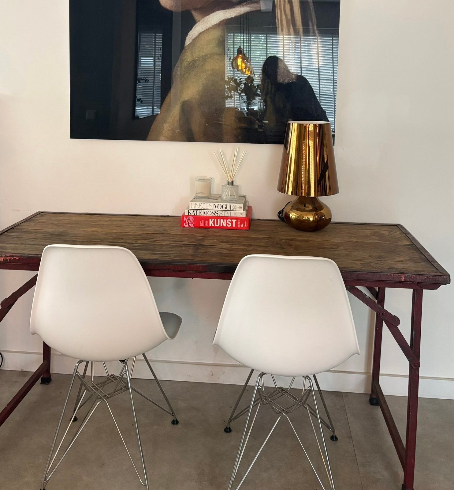 Tafel/ sidetable/ bureau v Sissy Boy metaal/ hout 153 cm, Ophalen, 50 tot 100 cm, Zo goed als nieuw, Metaal