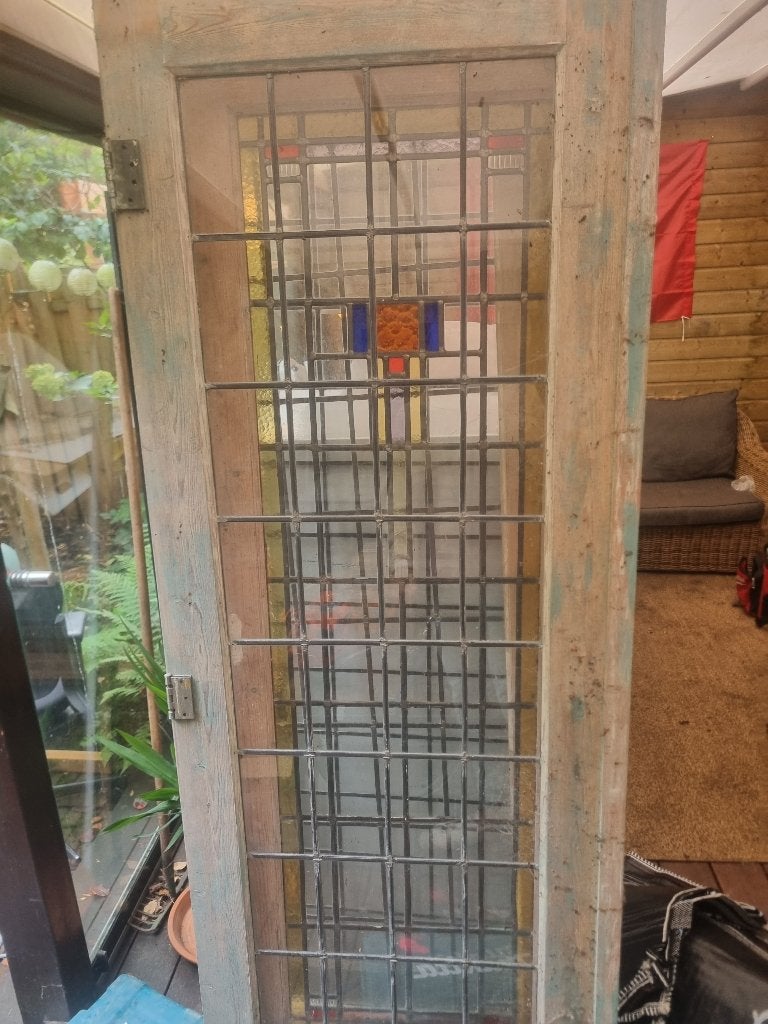 Vier houten deuren met glas in lood, Ophalen, Gebruikt, Minder dan 80 cm, Binnendeur