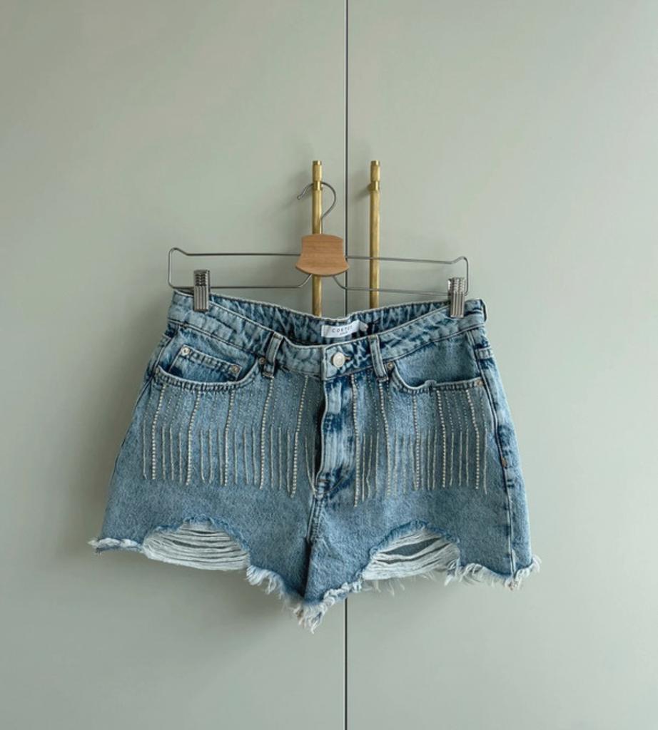 Costes festival short met fringes - spijkerbroekje, Ophalen of Verzenden, Zo goed als nieuw, Blauw, W33 - W36 (confectie 42/44)