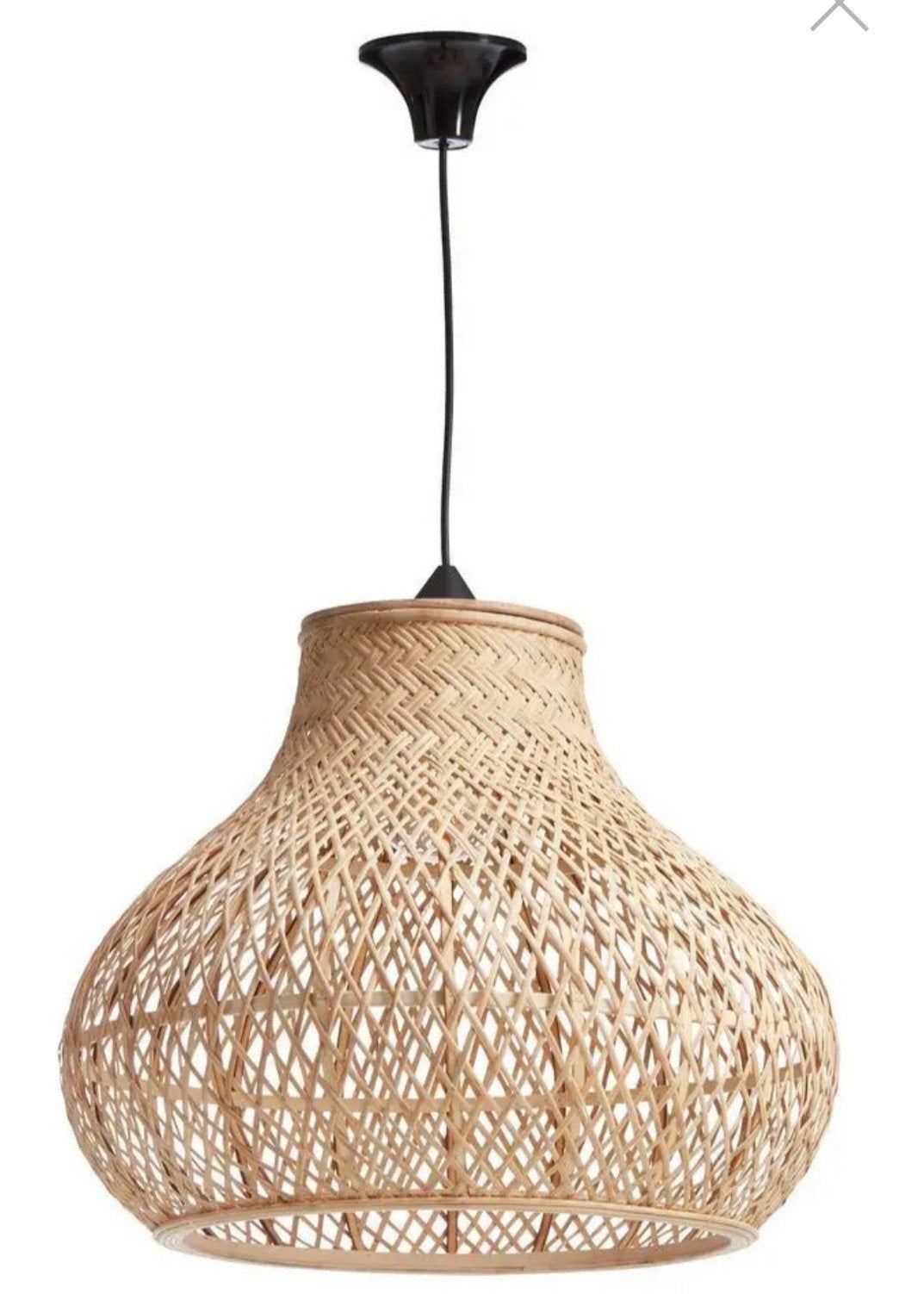 Bamboe hanglamp / lampenkap, Bohemian, Scandinavisch, Natuurlijk, Natuurlijk materiaal, Zo goed als nieuw, E27 (groot)