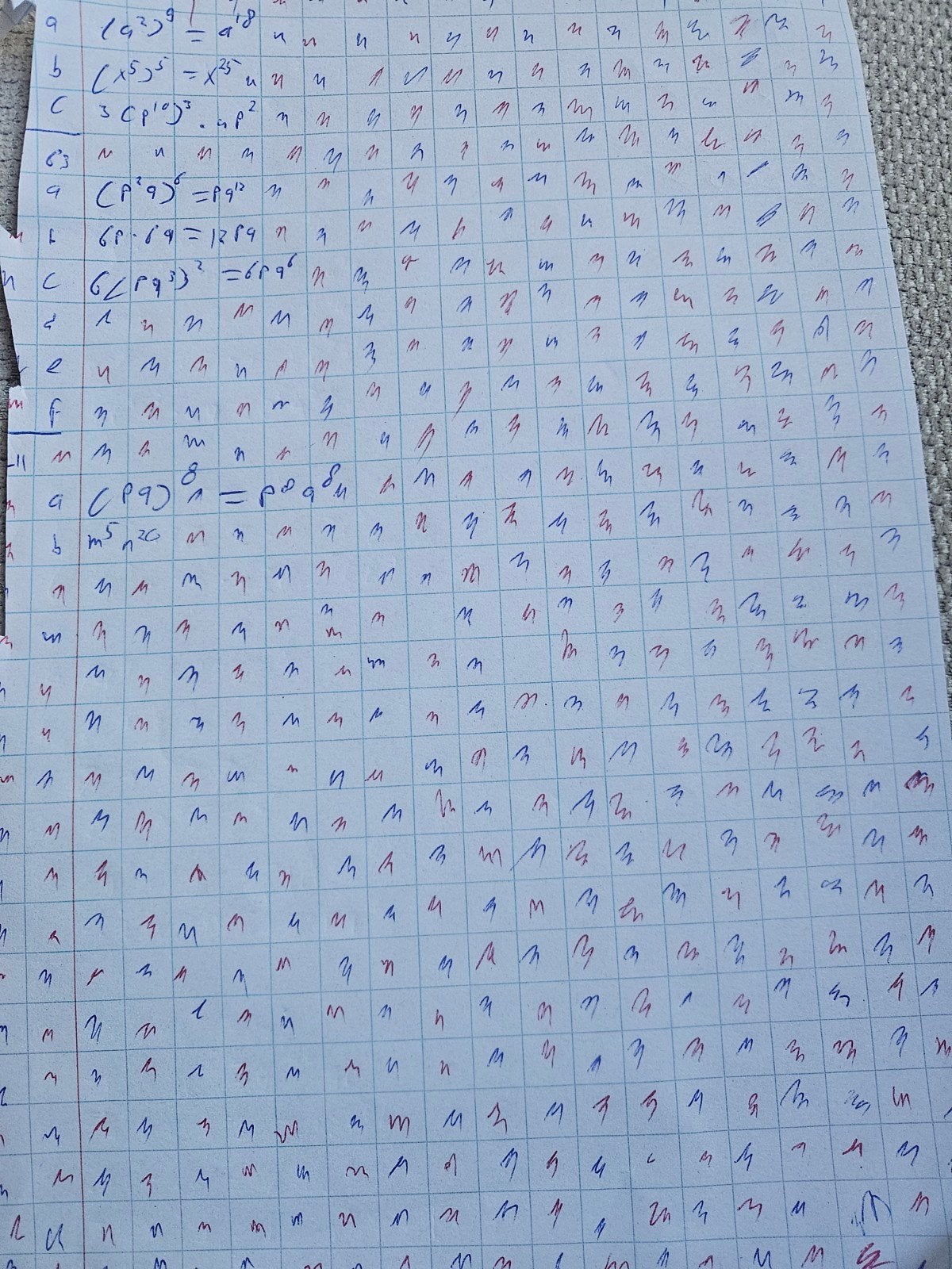 Wiskunde oefenblad met exponenten en een gekleurd blad, MBO, Beta, Ophalen, Onbekend
