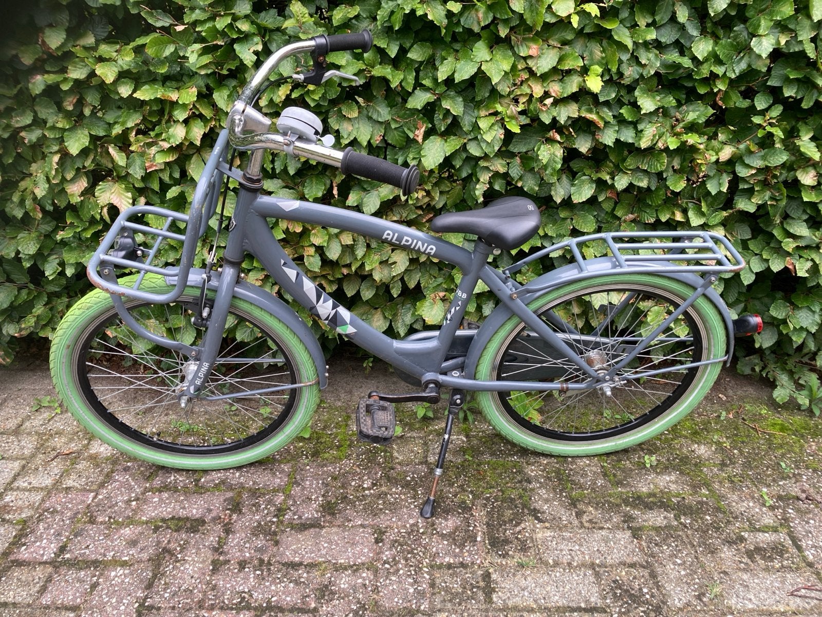Alpina kinderfiets 22 inch met voordrager, Ophalen, Gebruikt, Terugtraprem, 20 inch of meer