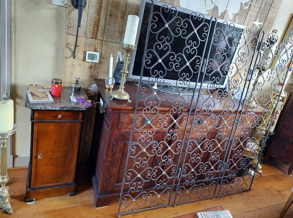 Smeedijzeren driedelig kamerscherm / B. 148 cm. H. 160 cm., Ophalen, Gebruikt