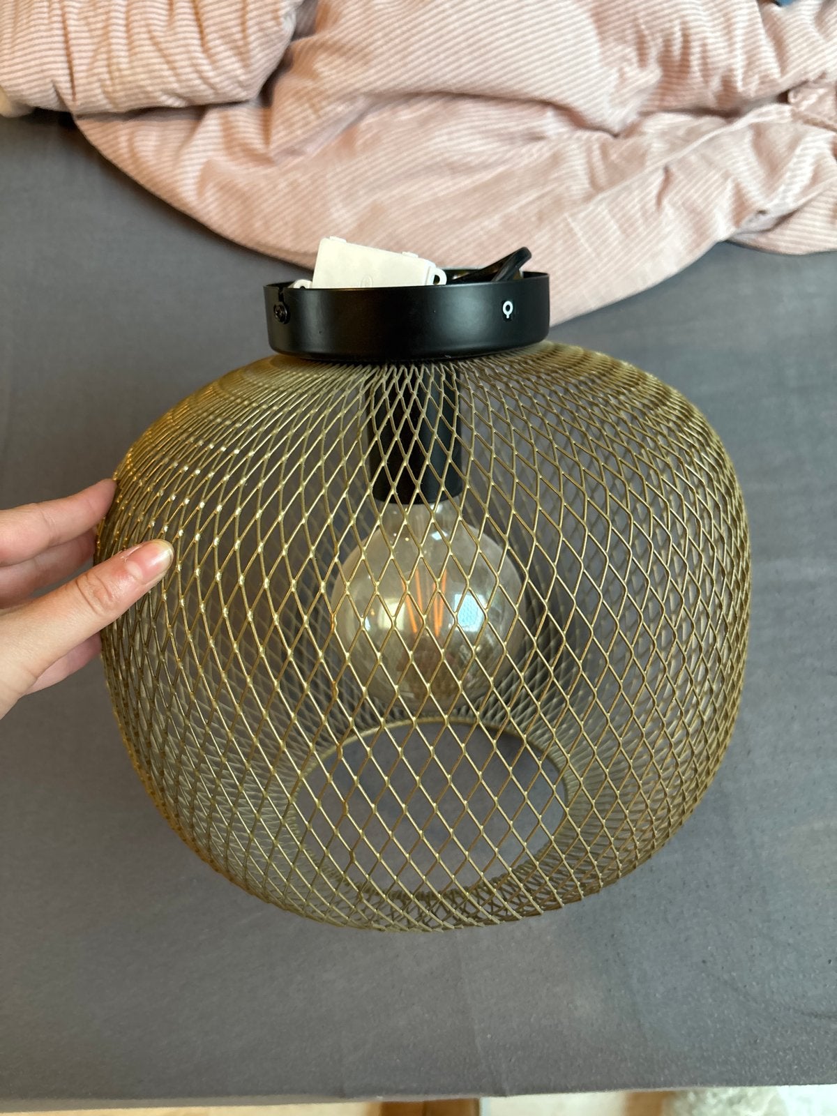 Gouden draadlamp plafondlamp QAZQA, Ophalen, Zo goed als nieuw, Metaal