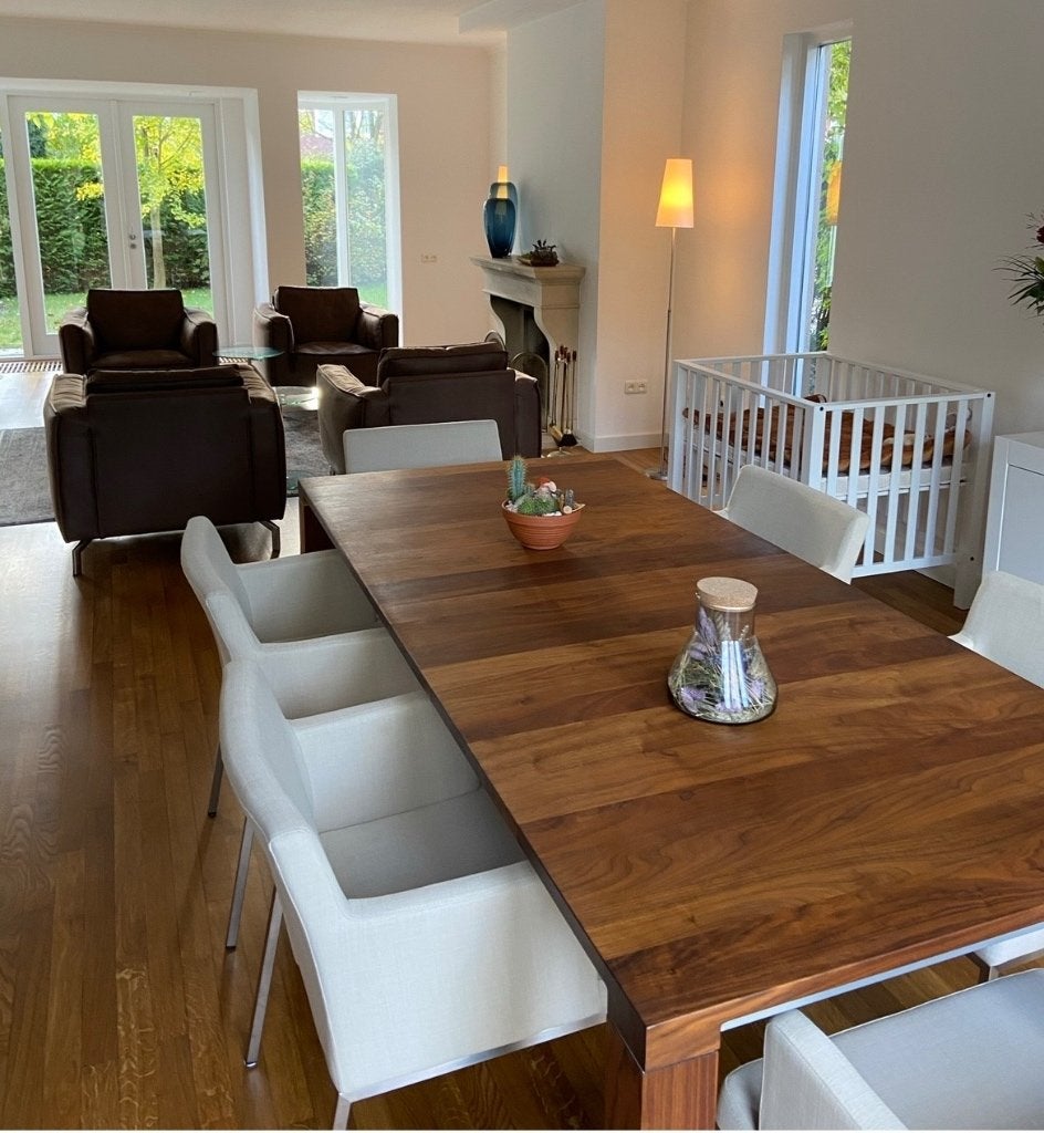 Leolux Vivre Largo design eetkamertafel, Ophalen, 100 tot 150 cm, Modern Design, 200 cm of meer