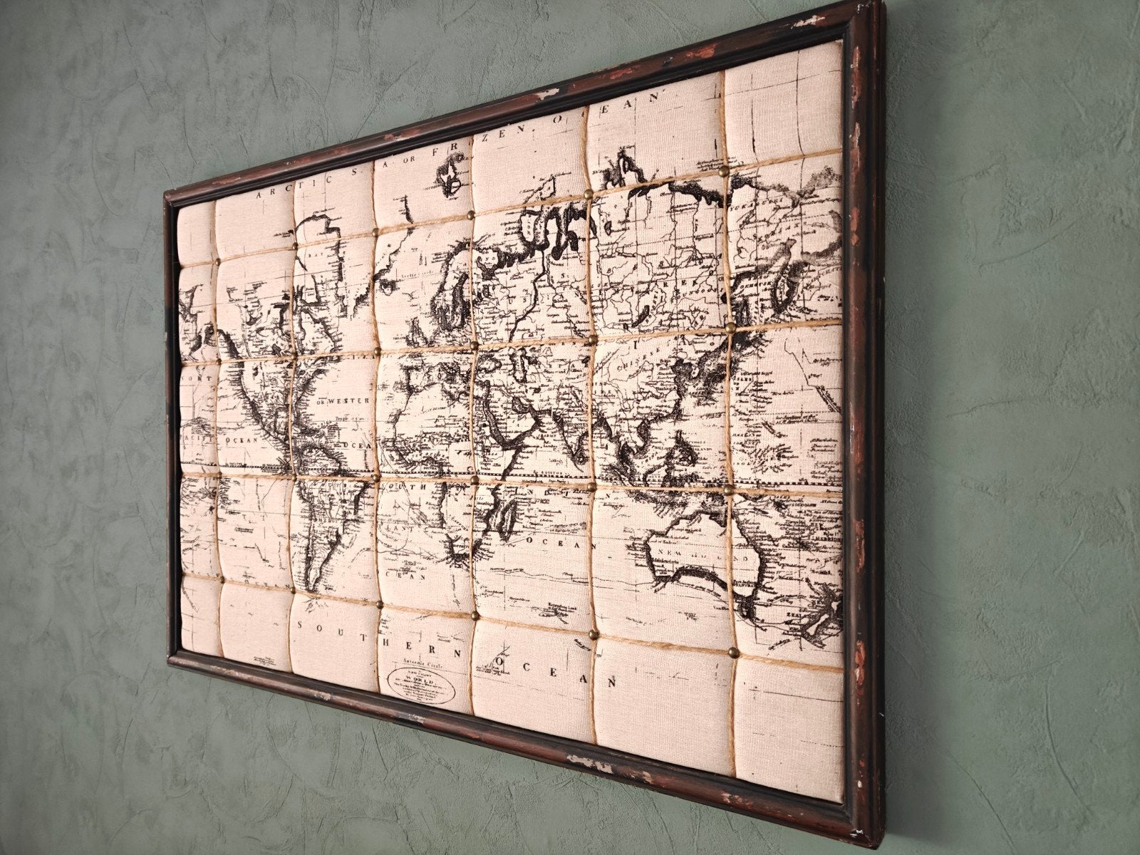 Wanddecoratie Wereldkaart op canvas - Intratuin, Huis en Inrichting, Ophalen, Hout, Zo goed als nieuw, Wandbord of Wandpaneel