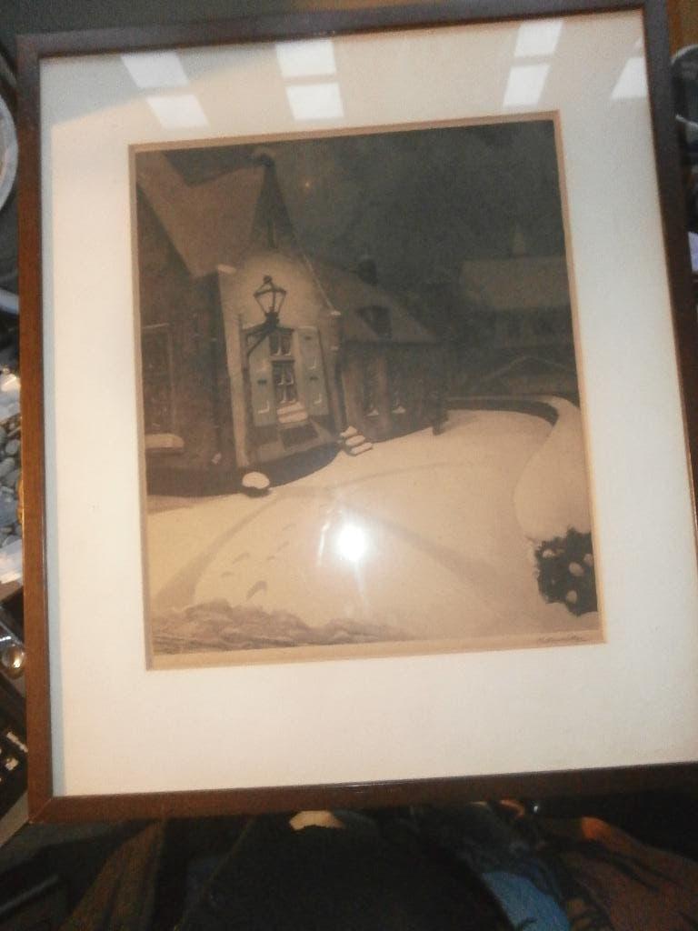 Henr. Hendriks, Sfeervolle winterets, Heinrichs, Ophalen of Verzenden, Ets