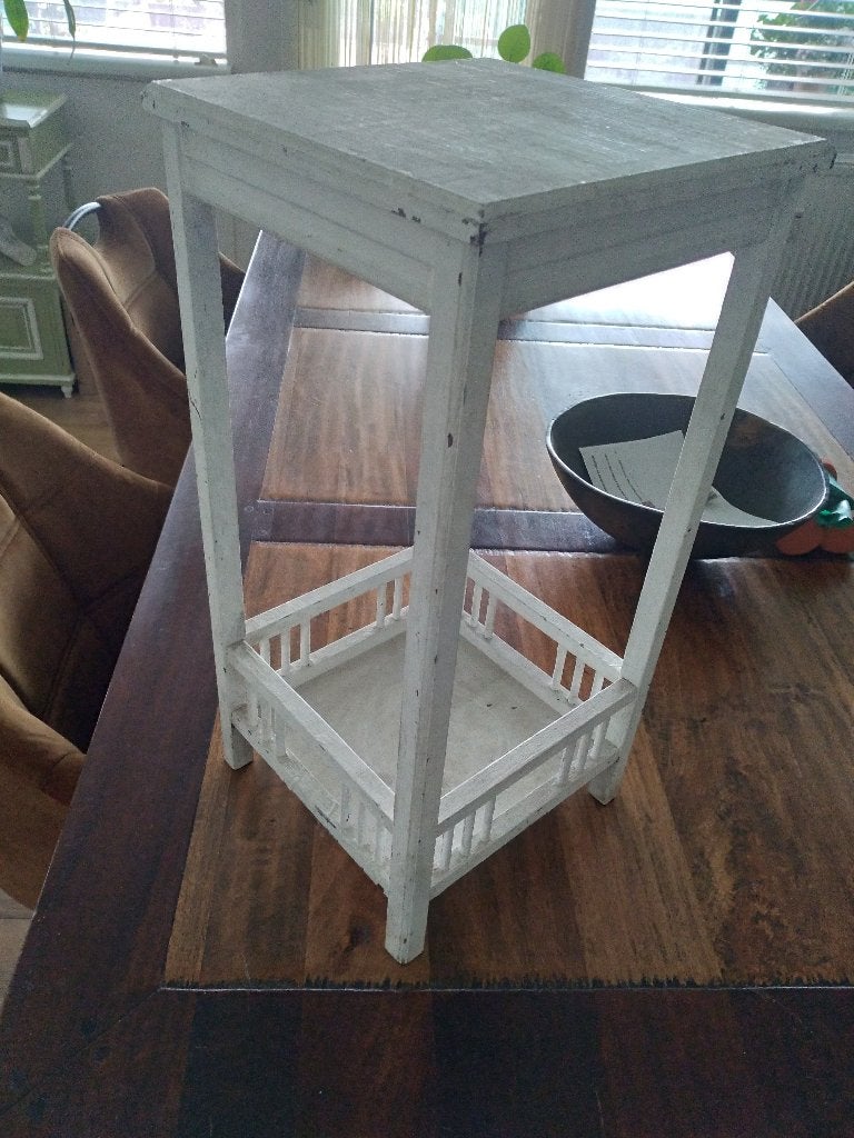 houten plantentafeltje bijzettafel vintage, Huis en Inrichting, Tafels | Bijzettafels, Minder dan 55 cm, Gebruikt, Rechthoekig