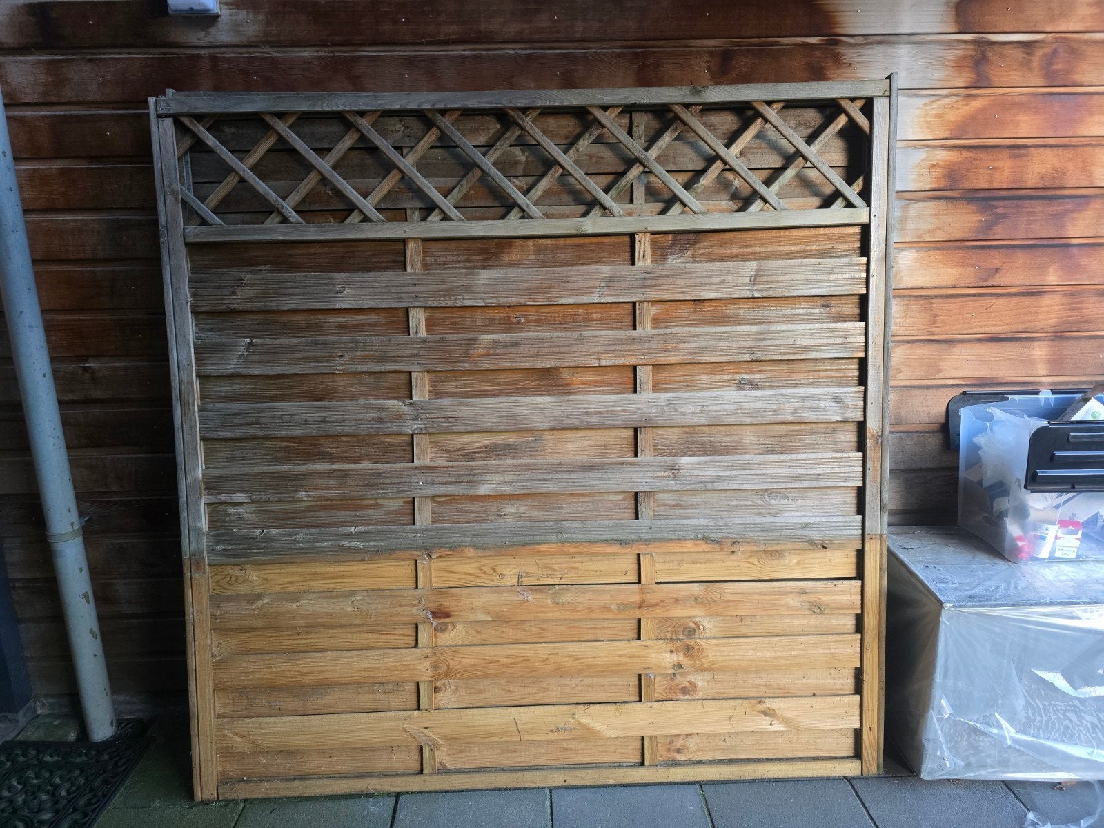 Houten tuinscherm - Gebruikt maar in goede staat, Ophalen, Gebruikt, 150 tot 200 cm, 150 tot 200 cm