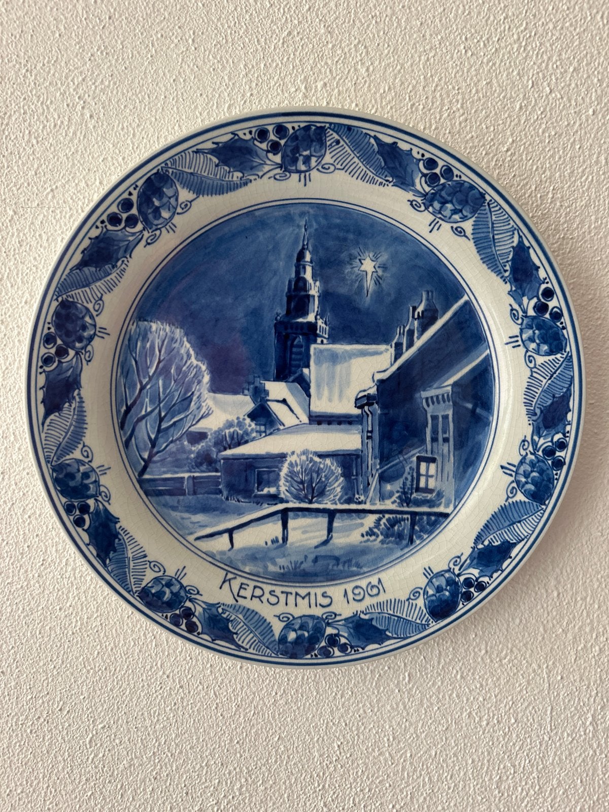Delfts Blauw Kerstbord 1961 De Porceleyne Fles, Antiek en Kunst, Ophalen of Verzenden