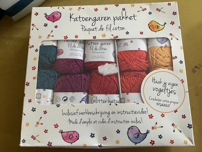 Katoengaren pakket haak je eigen vogeltje (nieuw), Ophalen of Verzenden, Nieuw, Haken, Patroon of Boek