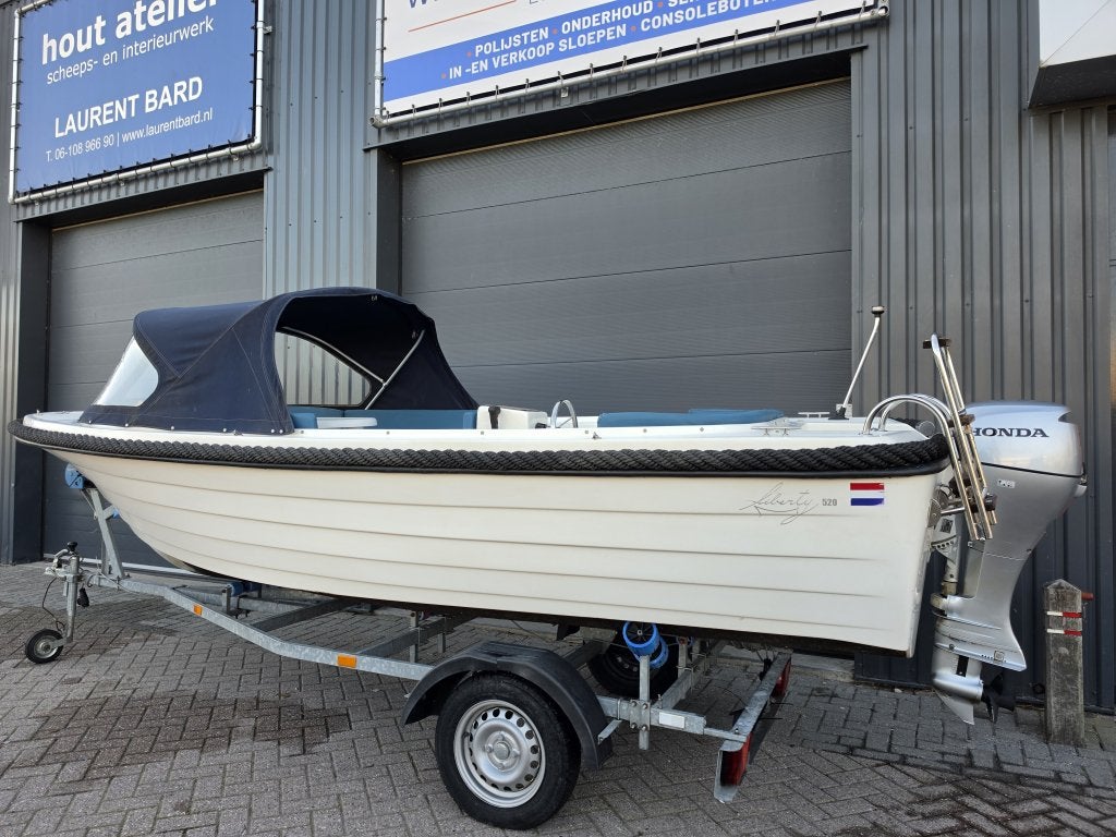 Prachtige Liberty 520 + Honda 10PK, Watersport en Boten, 5 m, 2 m, Elektrische start, 30 cm