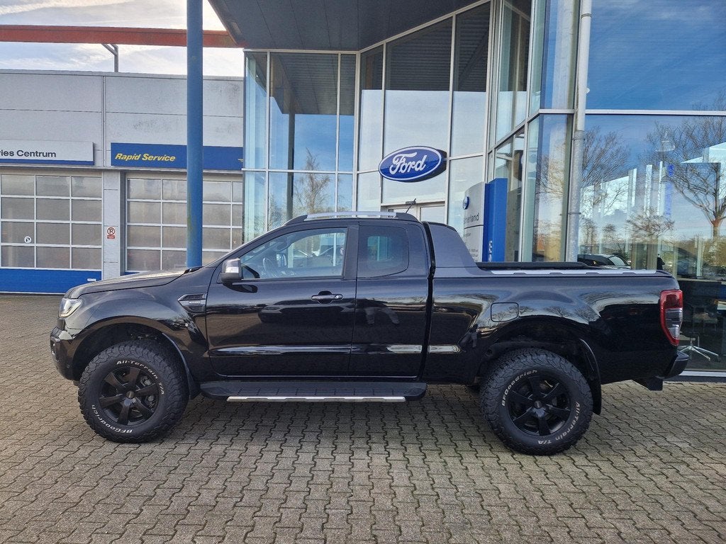 Ford Ranger 2.0 EcoBlue Wildtrak Supercab | Trekhaak 3500KG, Auto's, Ford, Gebruikt, 4 cilinders, Leder en Stof, Zwart