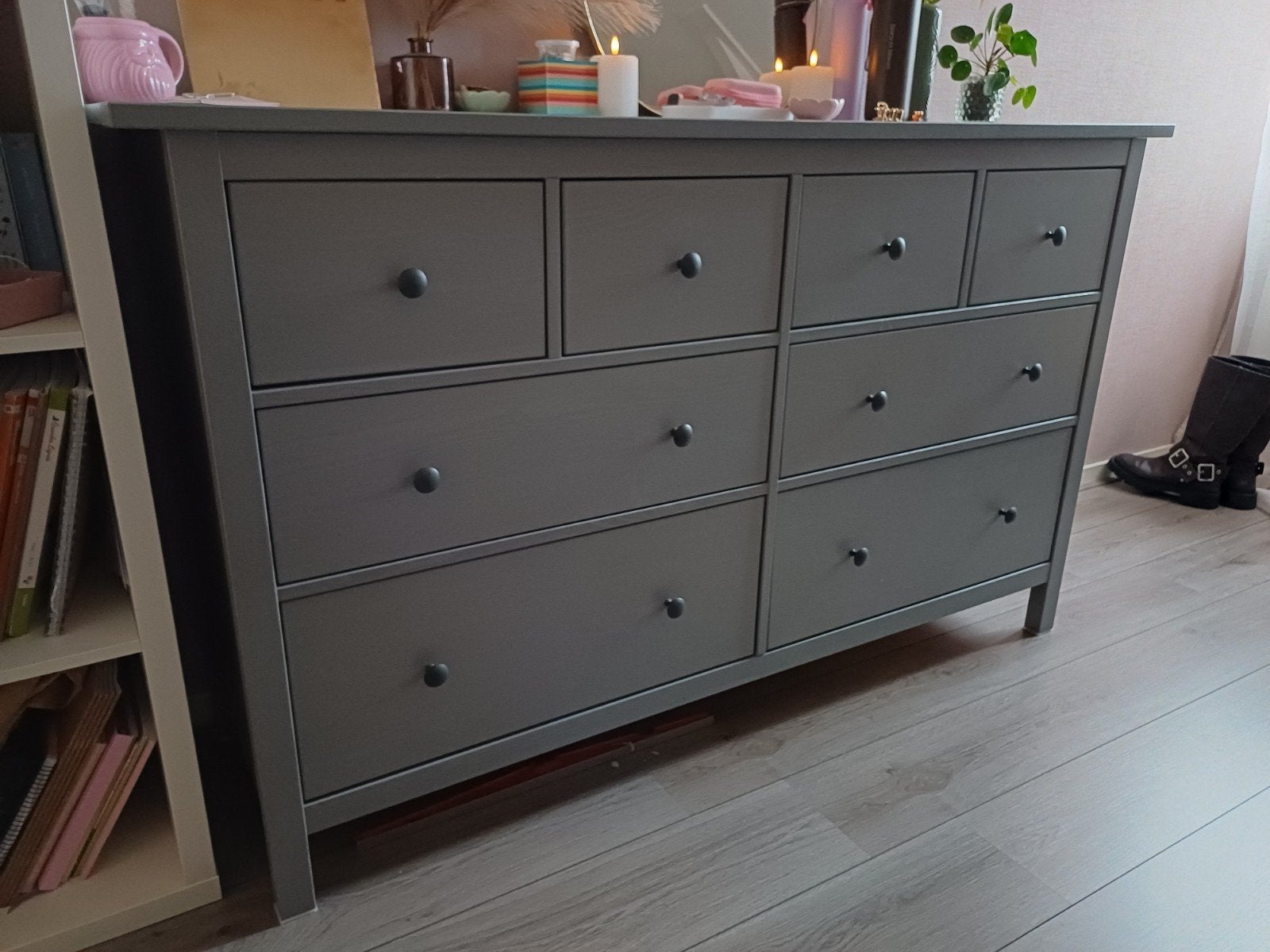 Grijze ladekast - IKEA Hemnes, Huis en Inrichting, Ophalen, Gebruikt, 150 tot 200 cm, 25 tot 50 cm