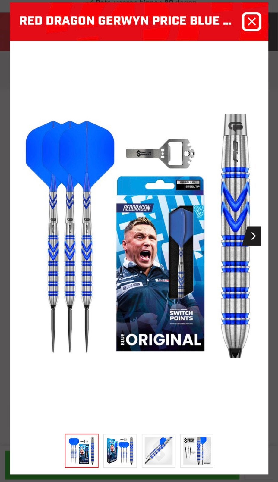 Gerwyn price pijlen, Sport en Fitness, Darts, Zo goed als nieuw, Pijlen, Ophalen of Verzenden