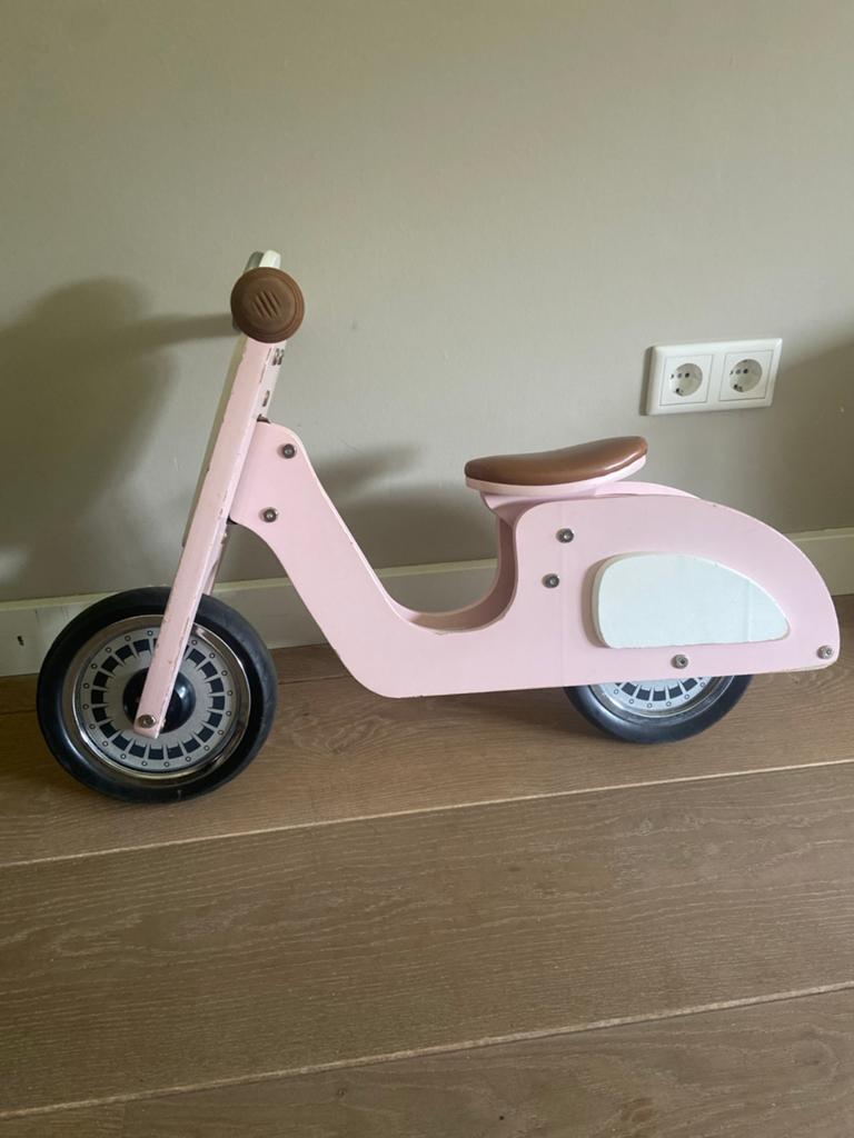 Roze houten loopscooter voor kinderen, Ophalen, Gebruikt