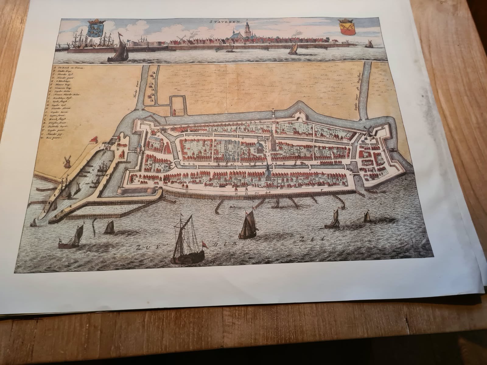 Historische kaart van Stavoren. 17e eeuwse stadsplattegrond, Ophalen of Verzenden, 1800 tot 2000, Nederland, Landkaart