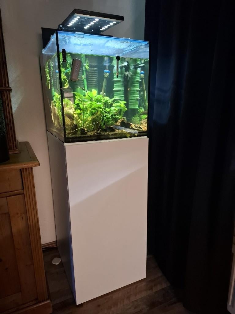 Aqua Medic Cubicus 140L met Aquareef 18 LEDs + Meubel (Kast), Ophalen, Gebruikt, Inclusief deksel, Leeg aquarium